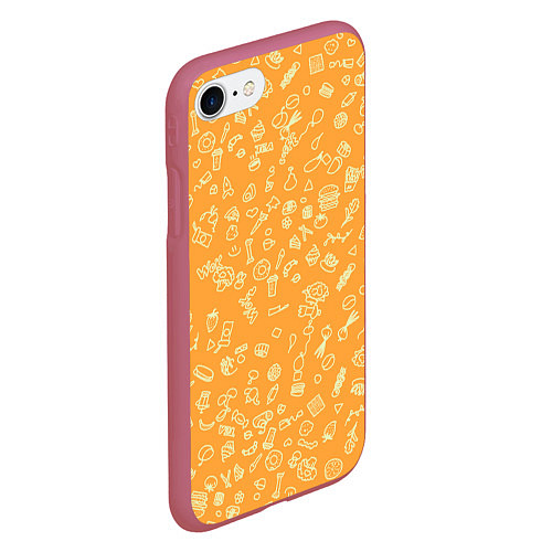 Чехол iPhone 7/8 матовый Оранжевая еда / 3D-Малиновый – фото 2