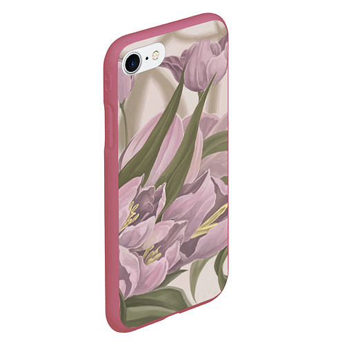 Чехол iPhone 7/8 матовый Сахарный розовый / 3D-Малиновый – фото 2