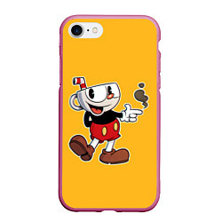 Чехол iPhone 7/8 матовый CUPHEAD КАПХЕД, цвет: 3D-малиновый