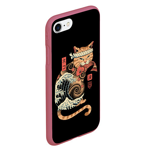 Чехол iPhone 7/8 матовый Cat Wave / 3D-Малиновый – фото 2