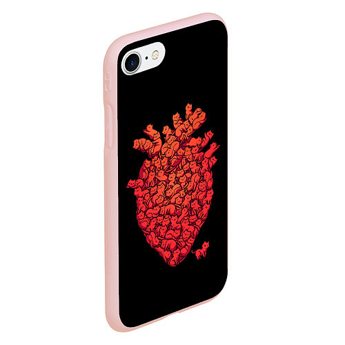 Чехол iPhone 7/8 матовый Сердце Из Котиков / 3D-Светло-розовый – фото 2