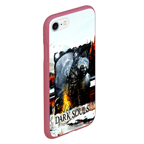 Чехол iPhone 7/8 матовый DARK SOULS NEW / 3D-Малиновый – фото 2