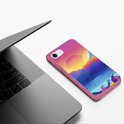Чехол iPhone 7/8 матовый Красочные Горы, цвет: 3D-малиновый — фото 2