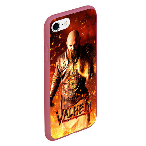 Чехол iPhone 7/8 матовый Valheim Викинг в огне / 3D-Малиновый – фото 2