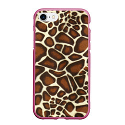 Чехол iPhone 7/8 матовый Жираф, цвет: 3D-малиновый