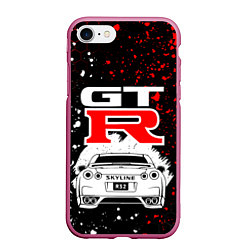 Чехол iPhone 7/8 матовый NISSAN GT-R НИССАН GTR, цвет: 3D-малиновый