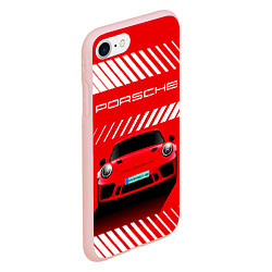 Чехол iPhone 7/8 матовый PORSCHE ПОРШЕ RED STYLE, цвет: 3D-светло-розовый — фото 2