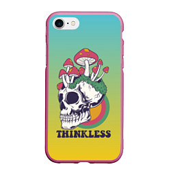 Чехол iPhone 7/8 матовый Поганки на черепе Психоделика, цвет: 3D-малиновый