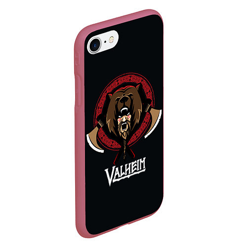 Чехол iPhone 7/8 матовый Valheim Viking Bear / 3D-Малиновый – фото 2