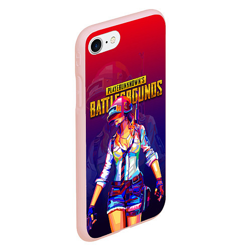 Чехол iPhone 7/8 матовый PUBG GIRL ПАБГ ДЕВУШКА / 3D-Светло-розовый – фото 2