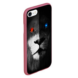 Чехол iPhone 7/8 матовый ЛЕВ - НЕОНОВЫЕ ГЛАЗА, цвет: 3D-малиновый — фото 2