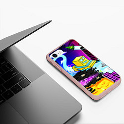 Чехол iPhone 7/8 матовый Geometry Dash: Art, цвет: 3D-светло-розовый — фото 2