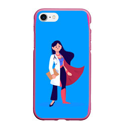 Чехол iPhone 7/8 матовый Медсестра Super Nurse Z, цвет: 3D-малиновый