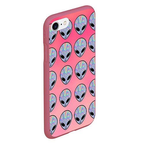 Чехол iPhone 7/8 матовый Гламурные пришельцы / 3D-Малиновый – фото 2