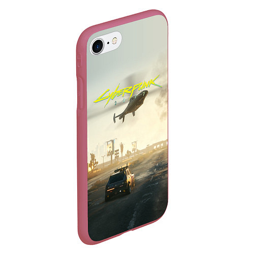 Чехол iPhone 7/8 матовый CYBERPUNK 2077 КИБЕРПАНК спина Z / 3D-Малиновый – фото 2