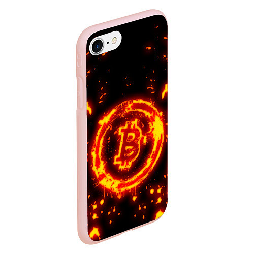 Чехол iPhone 7/8 матовый BITCOIN БИТКОИН ОГОНЬ / 3D-Светло-розовый – фото 2