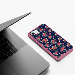 Чехол iPhone 7/8 матовый Розы и Ромашки, цвет: 3D-малиновый — фото 2