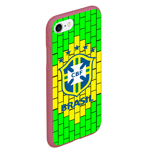 Чехол iPhone 7/8 матовый Сборная Бразилии / 3D-Малиновый – фото 2