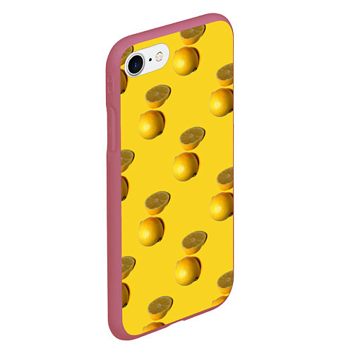 Чехол iPhone 7/8 матовый Летние лимоны / 3D-Малиновый – фото 2