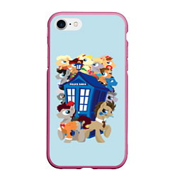 Чехол iPhone 7/8 матовый My little pony x Doctor Who, цвет: 3D-малиновый