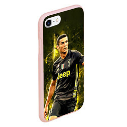Чехол iPhone 7/8 матовый Cristiano Ronaldo Juventus, цвет: 3D-светло-розовый — фото 2