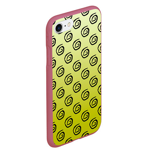 Чехол iPhone 7/8 матовый Узор спиральки на желтом фоне / 3D-Малиновый – фото 2