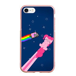 Чехол iPhone 7/8 матовый Nyan cat x Pony, цвет: 3D-светло-розовый