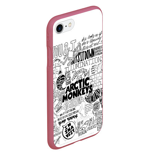 Чехол iPhone 7/8 матовый Arctic Monkeys / 3D-Малиновый – фото 2