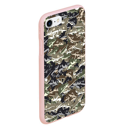Чехол iPhone 7/8 матовый Камуфляж для рыбака / 3D-Светло-розовый – фото 2