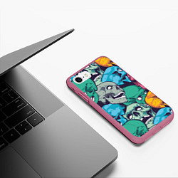 Чехол iPhone 7/8 матовый Черепа разноцветные, цвет: 3D-малиновый — фото 2