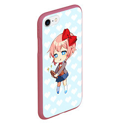 Чехол iPhone 7/8 матовый Chibi Sayori, цвет: 3D-малиновый — фото 2