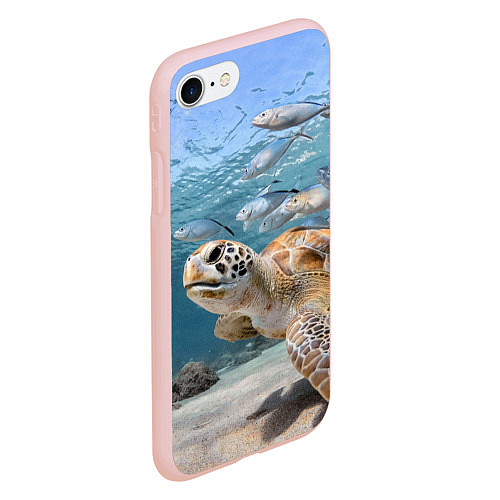Чехол iPhone 7/8 матовый Морская черепаха / 3D-Светло-розовый – фото 2