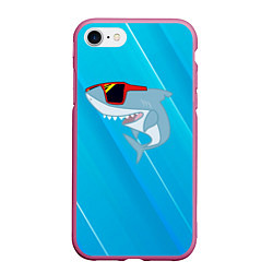 Чехол iPhone 7/8 матовый Акула в очках, цвет: 3D-малиновый