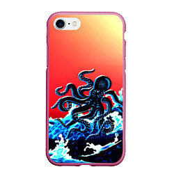 Чехол iPhone 7/8 матовый Кракен в Море Градиент