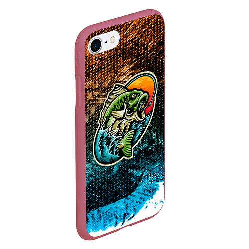Чехол iPhone 7/8 матовый Рыба на крючке / 3D-Малиновый – фото 2