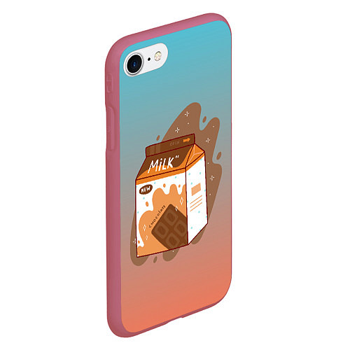 Чехол iPhone 7/8 матовый Шоколадное молоко в коробке / 3D-Малиновый – фото 2