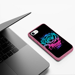 Чехол iPhone 7/8 матовый Неоновая Роза Neon Rose, цвет: 3D-малиновый — фото 2