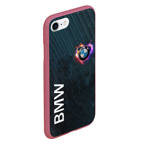 Чехол iPhone 7/8 матовый BMW Heart Grooved Texture / 3D-Малиновый – фото 2
