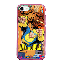 Чехол iPhone 7/8 матовый Неуязвимый Invincible, цвет: 3D-малиновый