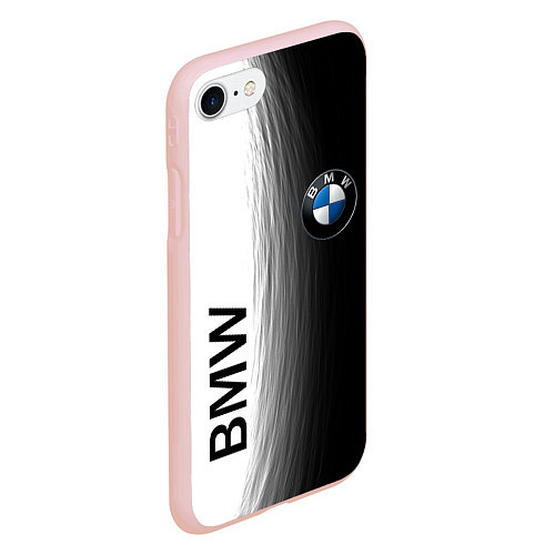 Чехол iPhone 7/8 матовый Black and White BMW / 3D-Светло-розовый – фото 2