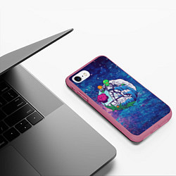 Чехол iPhone 7/8 матовый Пришелец на волне, цвет: 3D-малиновый — фото 2