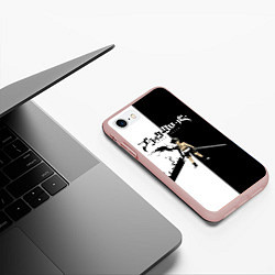 Чехол iPhone 7/8 матовый Чёрный Аста vs Аста Чёрный клевер, цвет: 3D-светло-розовый — фото 2