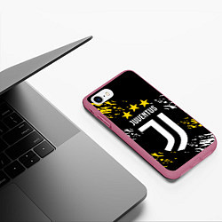Чехол iPhone 7/8 матовый JUVENTUS ЮВЕНТУС КРАСКА, цвет: 3D-малиновый — фото 2