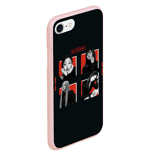 Чехол iPhone 7/8 матовый BLACKPINK Red and black / 3D-Светло-розовый – фото 2