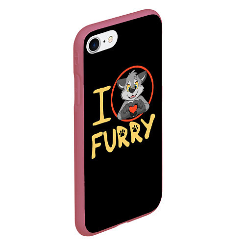 Чехол iPhone 7/8 матовый I love furry / 3D-Малиновый – фото 2