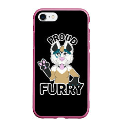 Чехол iPhone 7/8 матовый Furry wolf, цвет: 3D-малиновый