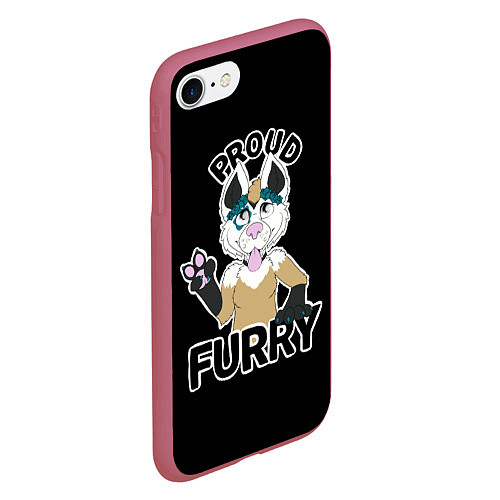 Чехол iPhone 7/8 матовый Furry wolf / 3D-Малиновый – фото 2