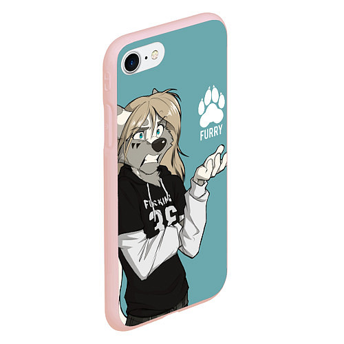 Чехол iPhone 7/8 матовый Furry wolf / 3D-Светло-розовый – фото 2