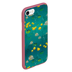 Чехол iPhone 7/8 матовый Подводный мир Рыбки, цвет: 3D-малиновый — фото 2