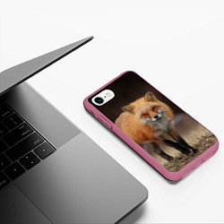 Чехол iPhone 7/8 матовый Хитрая лисица, цвет: 3D-малиновый — фото 2